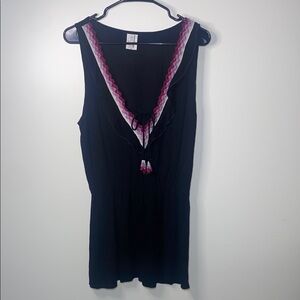 BECCA Black and Pink V-Neck Swim Coverup